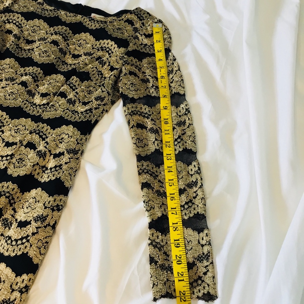 Cremieux Black & Gold‎ Lace Dress Long Sleeve Size2 - Picture 8 of 14